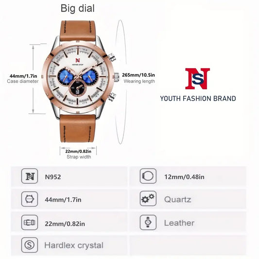 Men's Luxury Classic Quartz Watch with Chronograph, Calendar & Luminous Features (Copy)