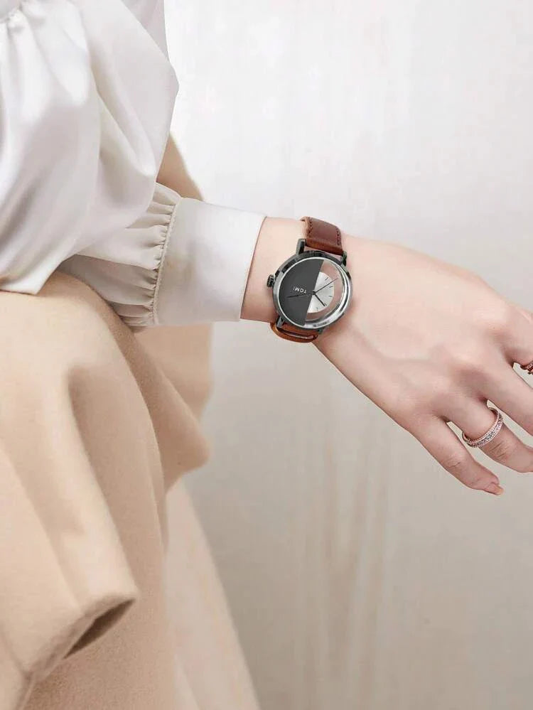 TOMI T-080 Watch Half Transparent Leather Strap